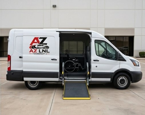 Arizona Transport Solutions branded wheelchair van with ramp